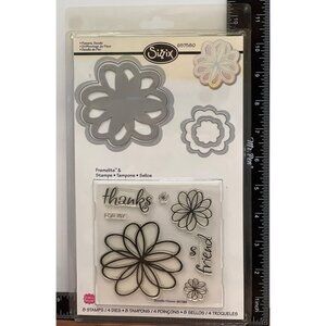Sizzix 657580 Framelits Stephanie Barnard Double Flower Dies & Stamps Set